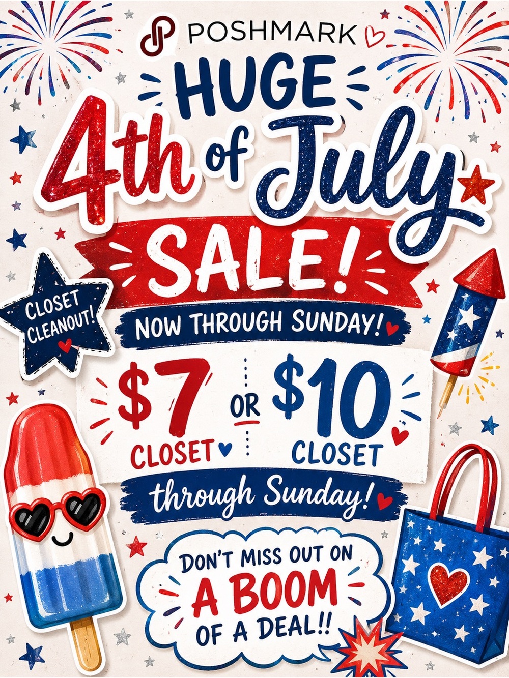 4th of July Sale Graphic - Red White Blue Patriotic Poster